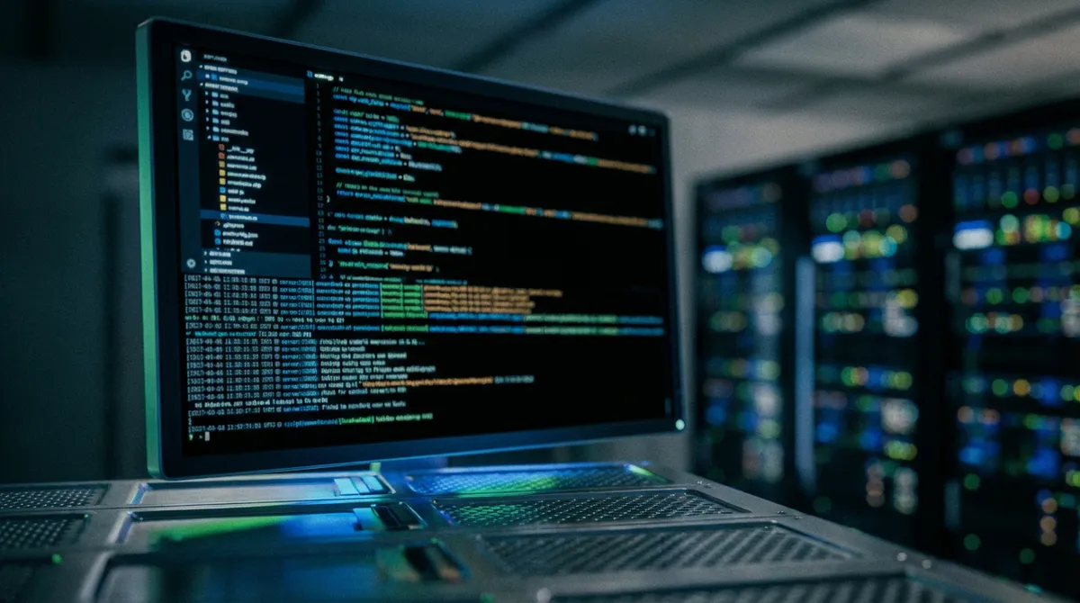 서버실의 터미널 화면에 SGLang 서빙 로그가 출력되고 있는 모습 — 모델 서빙 환경