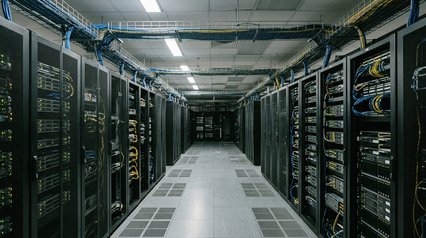 서버실 내부 — 수집·저장·분석 레이어가 구성되는 인프라